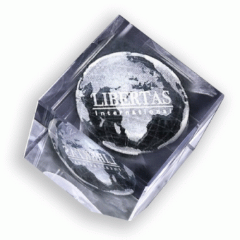 Crystal Desktop Award Cube with Corner Cut