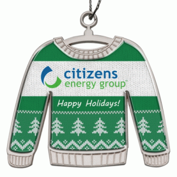 Die Cast Holiday Ornament - Shiny Nickel Finish Ugly Sweater